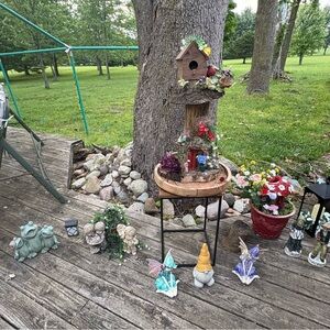 Hand Crafted Garden Decor with Brown and Green Accents